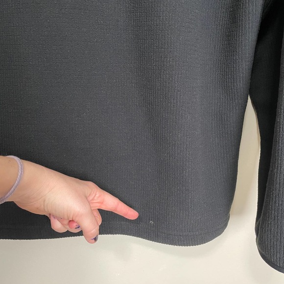 North Face Half Zip Long Sleeve Fleece Ribbed Black L - Picture 7 of 8